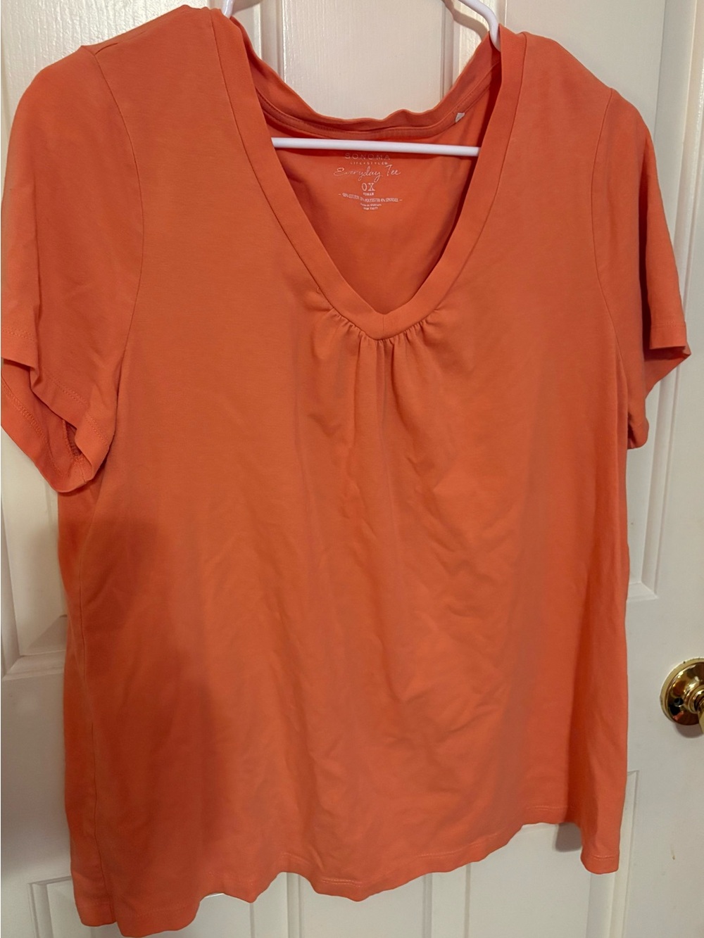 0X women’s V-Neck Short Sleeve Tee in Orange by Sonoma